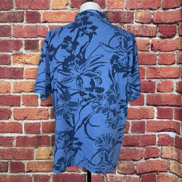 johnnie-O Hangin Out Polo Shirt Mens Size XL Blue Cotton Short Sleeve Hawaiian - Picture 5 of 14